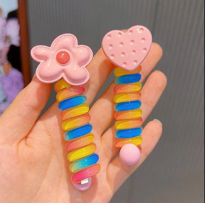 Colorful Telephone Wire Hair Bands for Kids