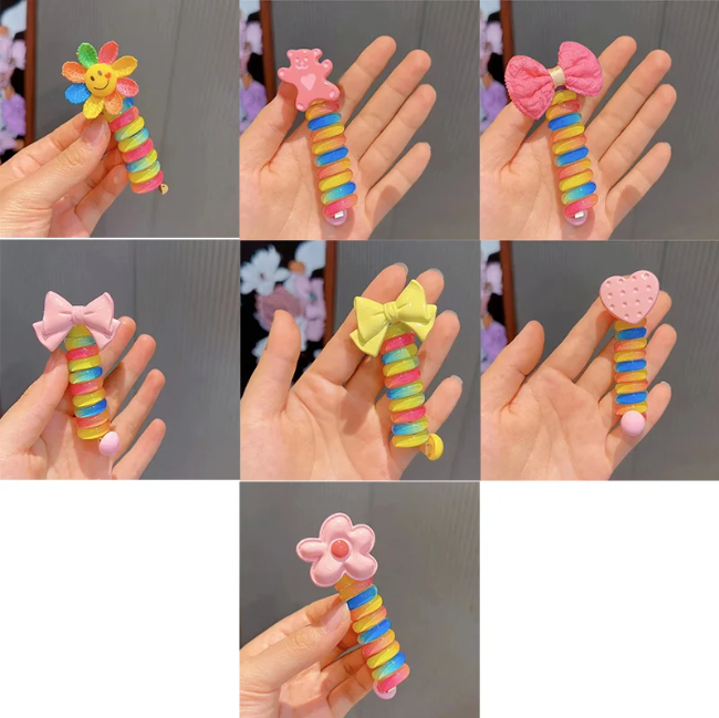 Colorful Telephone Wire Hair Bands for Kids