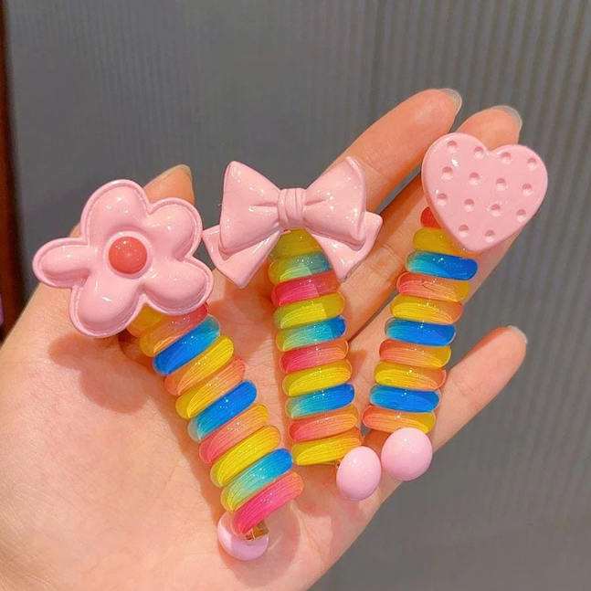 Colorful Telephone Wire Hair Bands for Kids